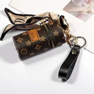 Zafolia Genuine Leather Keychain for Car Home Key Ring Strap Holder Lanyard Women Men (black)