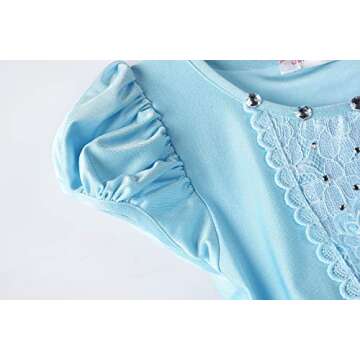 JerrisApparel Girls Princess Costume Puff Sleeve Fancy Birthday Party Dress up (2T, Blue with Accessories)