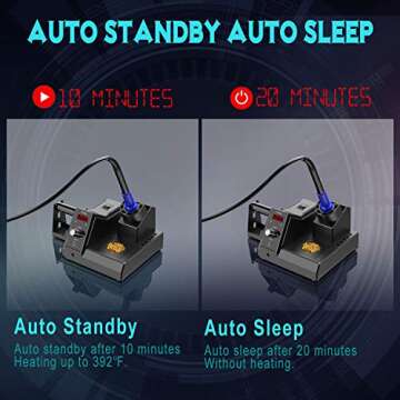 Soldering Station, 110V 80W Digital Soldering Iron Kit with Smart Temperature Control (176°F-896°F), Auto Standby Sleep Solder Station for School Lab, Hobby, Electronics (80W Black)
