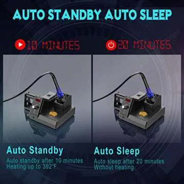 Soldering Station, 110V 80W Digital Soldering Iron Kit with Smart Temperature Control (176°F-896°F), Auto Standby Sleep Solder Station for School Lab, Hobby, Electronics (80W Black)