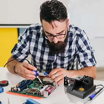 Soldering Station, 110V 80W Digital Soldering Iron Kit with Smart Temperature Control (176°F-896°F), Auto Standby Sleep Solder Station for School Lab, Hobby, Electronics (80W Black)