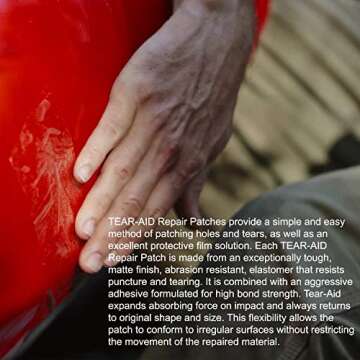 TEAR-AID Vinyl Repair Kit, Type B Clear Patch for Vinyl and Vinyl-Coated Materials, Works on Vinyl Tents, Awnings, Air Matresses, Pool Liners & More, Green Box, Single Pack