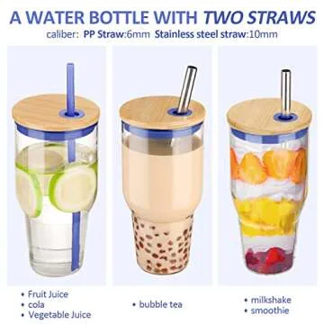 Stylish 32oz Borosilicate Glass Tumbler with Straw