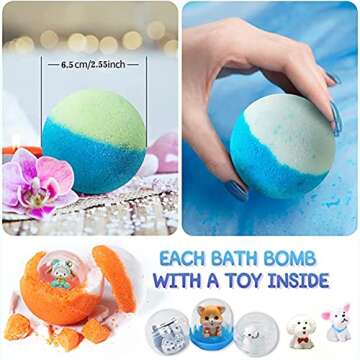 Bath Bombs for Kids with Surprise Inside for Girls Boys Toddlers, 20 Pack Organic Kids Bath Bombs wi...