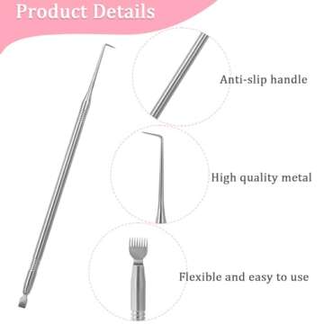 Professional 2 in 1 Lash Lift & Tint Kit - Eyelash Separator Tool with Comb, Stainless Steel Lash Perming Brush & Comb, Perming & Tinting Supplies (Silver)