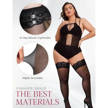 Buauty Black Sheer Thigh High Stockings for Women
