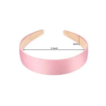 Blulu 8 Pcs Satin Headbands Bulk 1 Inch Wide Hard Headband Anti-slip Hairbands Plain Ribbon Comforta...