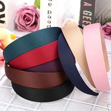 Blulu 8 Pcs Satin Headbands Bulk 1 Inch Wide Hard Headband Anti-slip Hairbands Plain Ribbon Comfortable Hair Accessories for Women Ladies Girls DIY Craft(Multicolor)