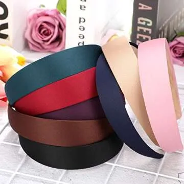 Blulu 8 Pcs Satin Headbands Bulk 1 Inch Wide Hard Headband Anti-slip Hairbands Plain Ribbon Comfortable Hair Accessories for Women Ladies Girls DIY Craft(Multicolor)