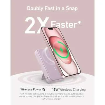 Anker MagGo Power Bank, Qi2 Certified 15W Fast MagSafe Compatible Mobile Charger, 10,000mAh Battery, Smart Display & Foldable Stand, for iPhone 15/14/13/12, Includes USB-C Cable
