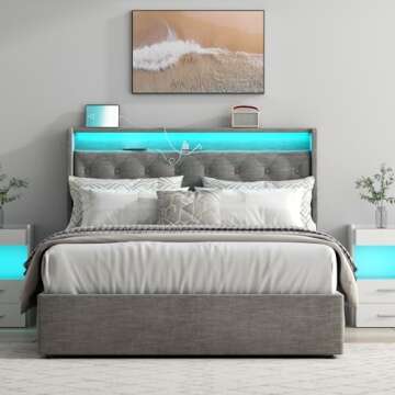 Loomie Full Bed Frame with LED Lights & Storage