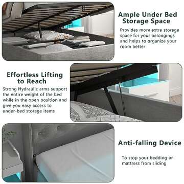 Loomie Full Bed Frame with LED Lights & Storage