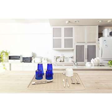 XXL Silicone Dish Drying Mat for Kitchen Counter or Under Sink, 24" x 18" Extra Large, Waterproof Pe...