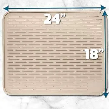XXL Silicone Dish Drying Mat 24" x 18" for Kitchens