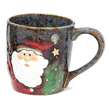Yuletide Charms Collection 18 Ounce Santa Face Marbleized Porcelain Holiday Mug