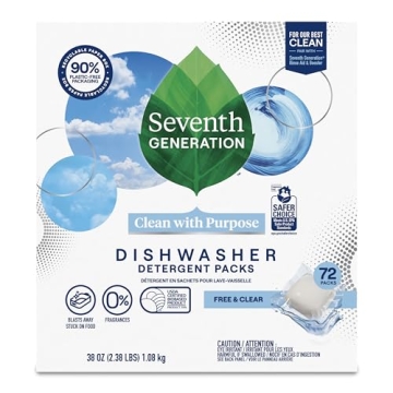 Seventh Generation Free & Clear Dishwasher Detergent Packs 72 Count