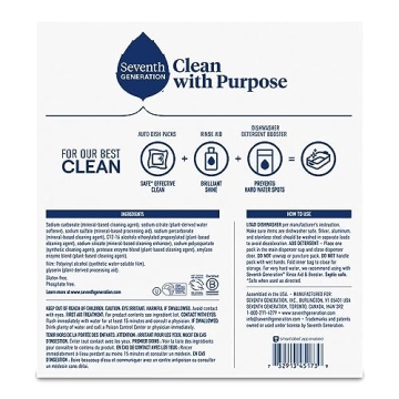Seventh Generation Free & Clear Dishwasher Detergent Packs 72 Count