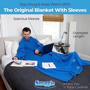 Snuggie The Original Wearable Blanket with Sleeves for Adults| Functional Warm Cozy Super Soft Fleece| As Seen on TV Blue