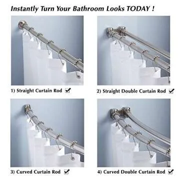 Uigos Shower Curtain Rings - Stainless Steel & Stylish