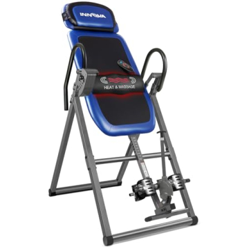 INNOVA HEALTH AND FITNESS ITM4800 Advanced Heat and Massage Inversion Table,Black/ Blue / Gray