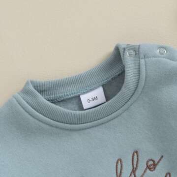 VISGOGO Newborn Infant Baby Boy Girls Oversized Romper Bodysuit Long Sleeve Outfit Clothes (Hello world-Blue,0-3 Months)