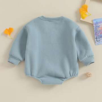 VISGOGO Newborn Infant Baby Boy Girls Oversized Romper Bodysuit Long Sleeve Outfit Clothes (Hello world-Blue,0-3 Months)