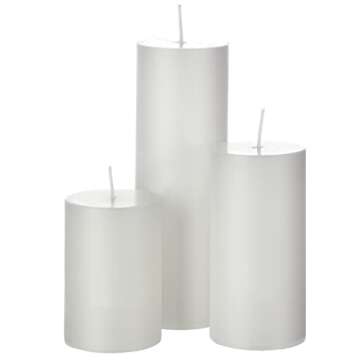 Shihanee Set of 6 Pillar Candles and Glass Cylinder Vases Clear Cylinder Holders for Slim Tall Pillar Candles Wedding Centerpieces(3.4'' x 4.7", 7", 9.8",White)