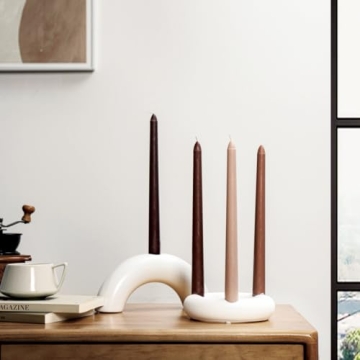 Elegant Taper Candles Set | 10'' Brown Beige Ombre Scented Candles