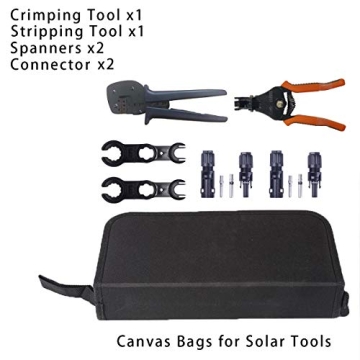 Solar PV Connector Crimper Tool Kit for 14/12/10AWG (2.5/4.0/6mm²) Solid Copper Pins, Crimping and Stripping Tools, Spanner Bag for Photovoltaic