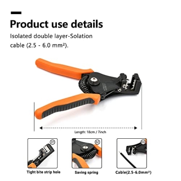 Solar PV Connector Crimper Tool Kit for 14/12/10AWG (2.5/4.0/6mm²) Solid Copper Pins, Crimping and Stripping Tools, Spanner Bag for Photovoltaic