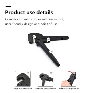Solar PV Connector Crimper Tool Kit for 14/12/10AWG (2.5/4.0/6mm²) Solid Copper Pins, Crimping and Stripping Tools, Spanner Bag for Photovoltaic