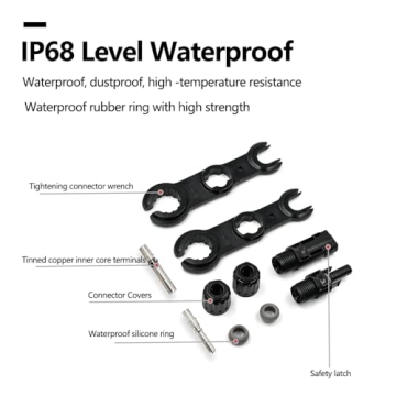 Solar PV Connector Crimper Tool Kit for 14/12/10AWG (2.5/4.0/6mm²) Solid Copper Pins, Crimping and Stripping Tools, Spanner Bag for Photovoltaic