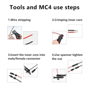 Solar PV Connector Crimper Tool Kit for 14/12/10AWG (2.5/4.0/6mm²) Solid Copper Pins, Crimping and Stripping Tools, Spanner Bag for Photovoltaic
