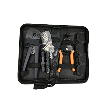 Solar PV Connector Crimper Tool Kit for 14/12/10AWG (2.5/4.0/6mm²) Solid Copper Pins, Crimping and Stripping Tools, Spanner Bag for Photovoltaic