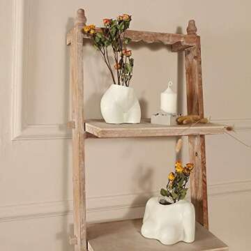 FROZZUR Potted Body Flower Vase, Female Base Roots Plant Artificial Faux Pots with Drainage Holes, Modern Design Boho Form Accent Pieces Planters for Home Decor Indoor & Outdoor White