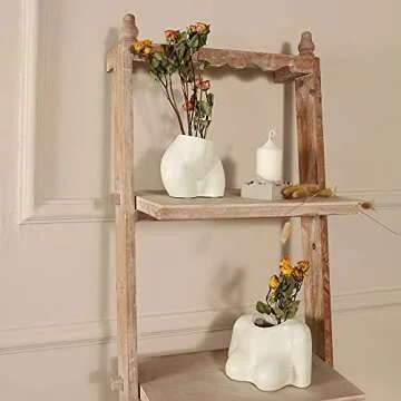 FROZZUR Potted Body Flower Vase, Female Base Roots Plant Artificial Faux Pots with Drainage Holes, Modern Design Boho Form Accent Pieces Planters for Home Decor Indoor & Outdoor White