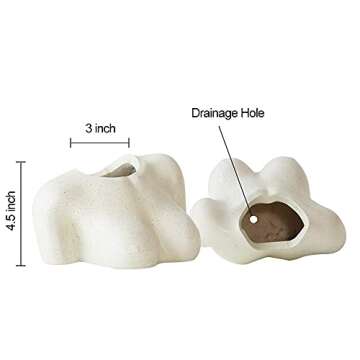FROZZUR Potted Body Flower Vase, Female Base Roots Plant Artificial Faux Pots with Drainage Holes, Modern Design Boho Form Accent Pieces Planters for Home Decor Indoor & Outdoor White