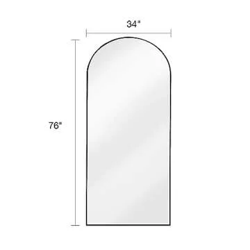 ITSRG Full Length Mirror with Stand, 34"x76" Floor Mirror Freestanding, Arched Wall Mirror, Oversized Mirror Full Length, Black Arch Mirror Full Length, Wall Mounted Mirror for Bedroom(Black)