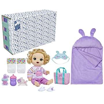 Baby Alive Bunny Sleepover Baby Doll, Bedtime-Themed 12-Inch Dolls, Sleeping Bag & Bunny-Themed Doll...