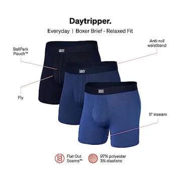SAXX Underwear Co. Men's Daytripper Boxer Briefs with Built-in Pouch Support, Fall (Pack of 3)