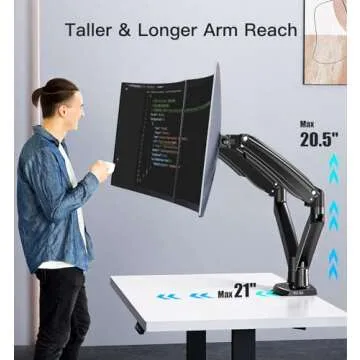 HUANUO 13-35 inch Dual Monitor Arm for 2 Ultrawide Screens, Height Adjustable Full Motion Dual Monitor Stand with 2 USB Port, Dual Monitor Mount for VESA 75/100mm, Holds up to 26.4lbs per Arm, Black