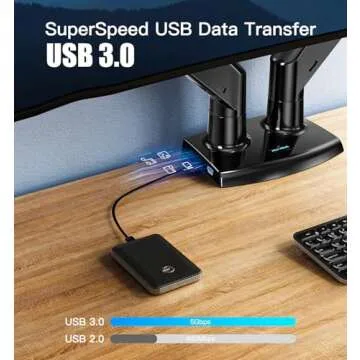 HUANUO 13-35 inch Dual Monitor Arm for 2 Ultrawide Screens, Height Adjustable Full Motion Dual Monitor Stand with 2 USB Port, Dual Monitor Mount for VESA 75/100mm, Holds up to 26.4lbs per Arm, Black