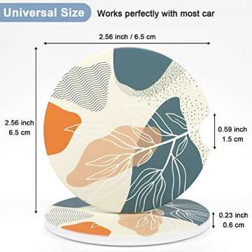 Nipichsha Car Coasters for Cup Holders, 2 Pack Absorbent Ceramic Car Cup Holder Coaster for Drinks, ...