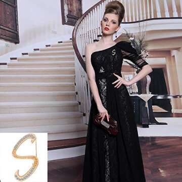 Elegant Letter Brooch Pins for Women with Rhinestones