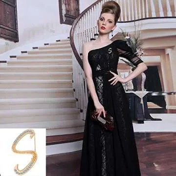 Elegant Letter Brooch Pins for Women with Rhinestones