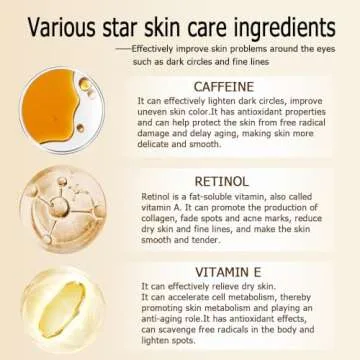 Caffeine Eye Serum Anti Aging, Retinol Eye Serum with 360° Massage Ball for Dark Circles and Puffin...