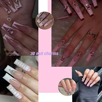 25 PCS Planet Nail Art Charms White Pink 3D Cross Nail Art Supplies with Rhinestones Saturn Shape De...