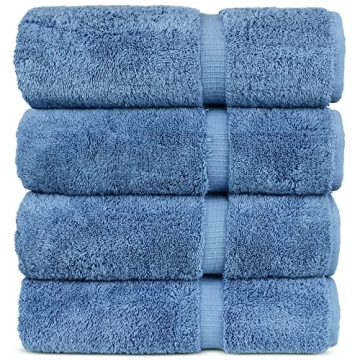 Luxury Hotel & Spa 100% Cotton Premium Turkish Bath Towels Set of 4, 27" x 54" (Wedgewood)