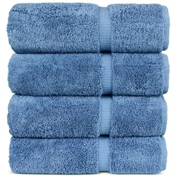 Luxury Hotel & Spa 100% Cotton Premium Turkish Bath Towels Set of 4, 27" x 54" (Wedgewood)