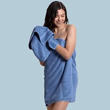 Luxury 100% Cotton Turkish Bath Towels Set of 4 Wedgewood